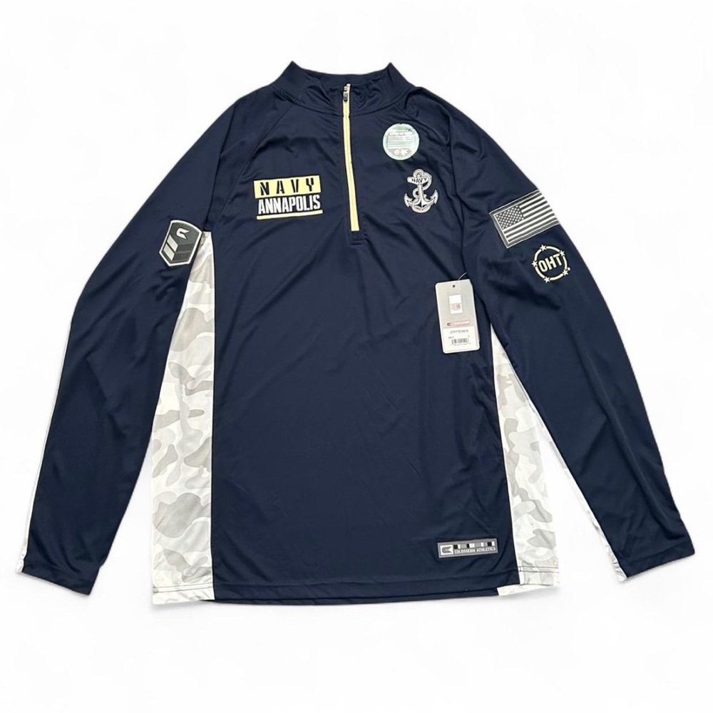 Navy Midshipmen Colosseum OHT Military Appreciation Camo 1/4 Zip Pullover NWT L